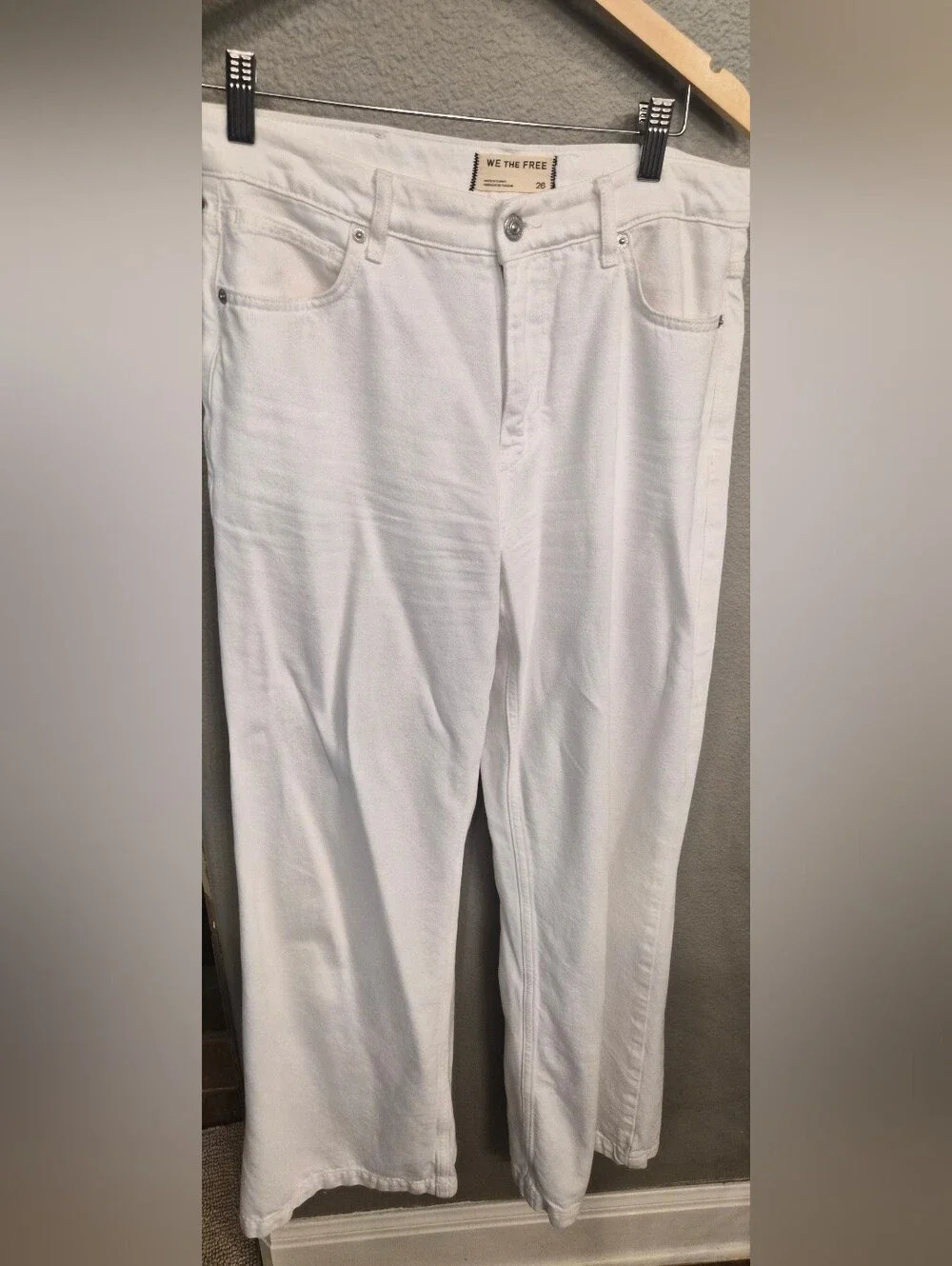 We The Free Free People White Straight Leg Jeans Size 26